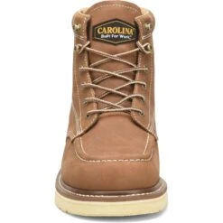 Carolina Men’s AMP 6” Moc Toe WP USA Made Wedge Work Boot Brown CA7041 -Rocky Sales Store CA7041 Toe